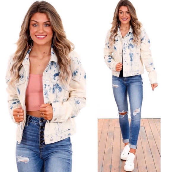 Tye dye denim jacket j NWT Jones tie dye blue Jean jacket size Small mid… - Picture 10 of 15